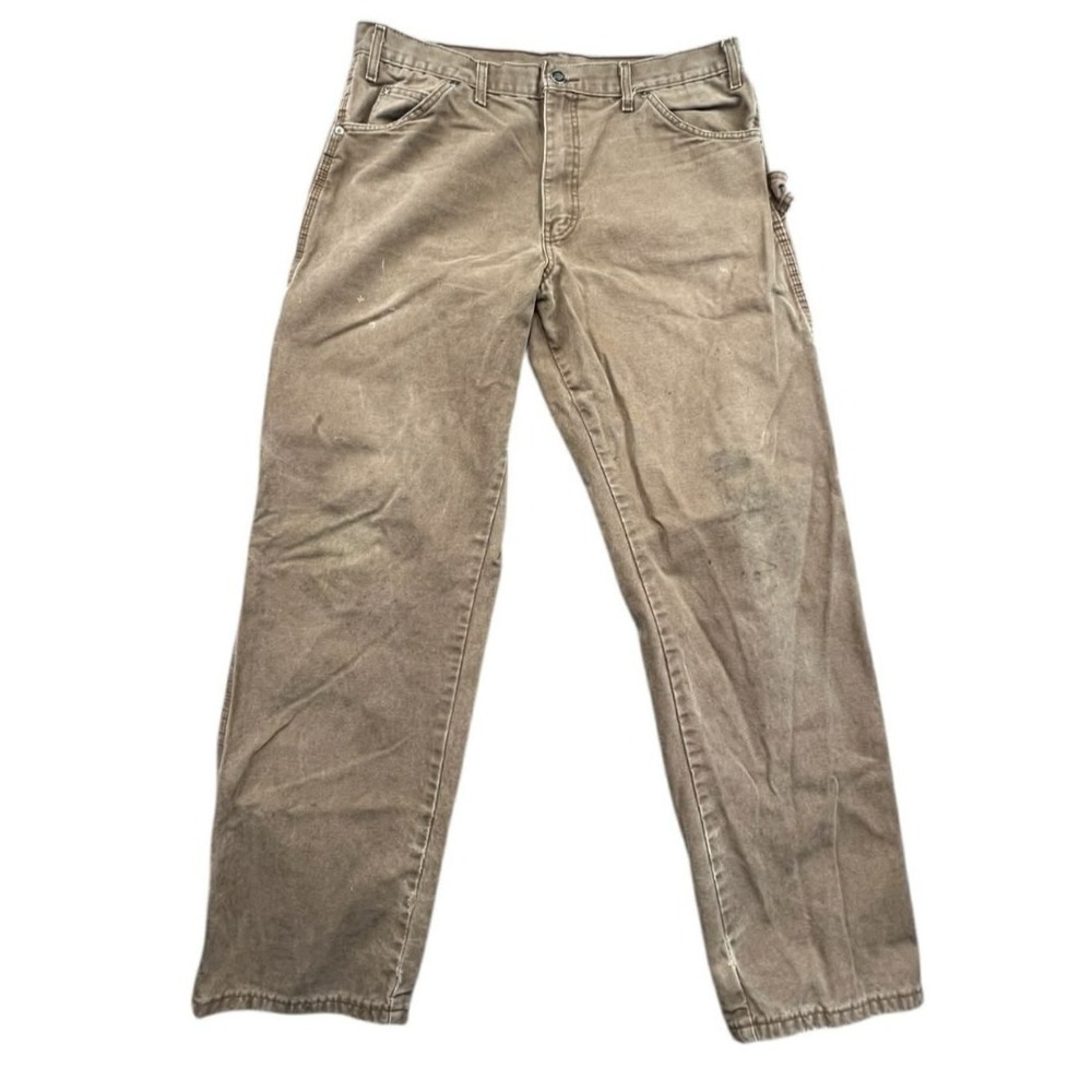 Dickies Men Brown Carpenter Work Pants Size 16 Utility Cargo Pockets‎